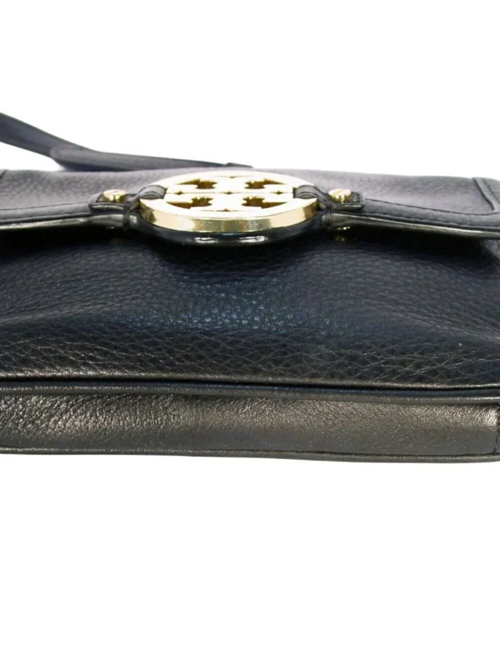 TORY BURCH Mini Leather Flap Convertible Clutch/Crossbody Bag w Gold Logo - Picture 3 of 7